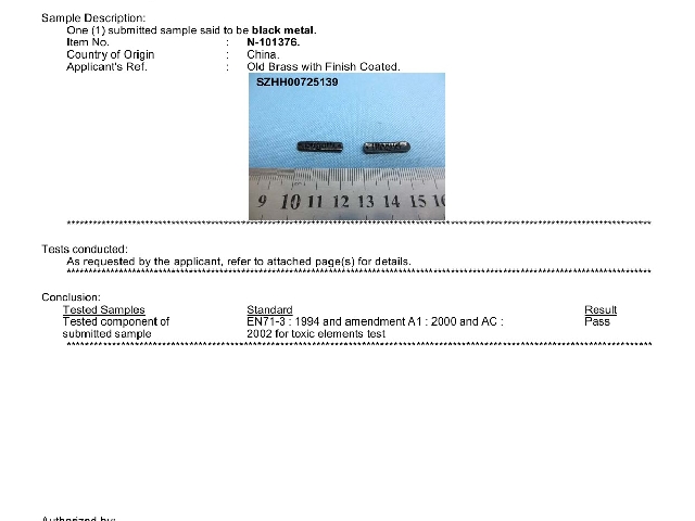 鋅合金原料EN71-3八大金屬