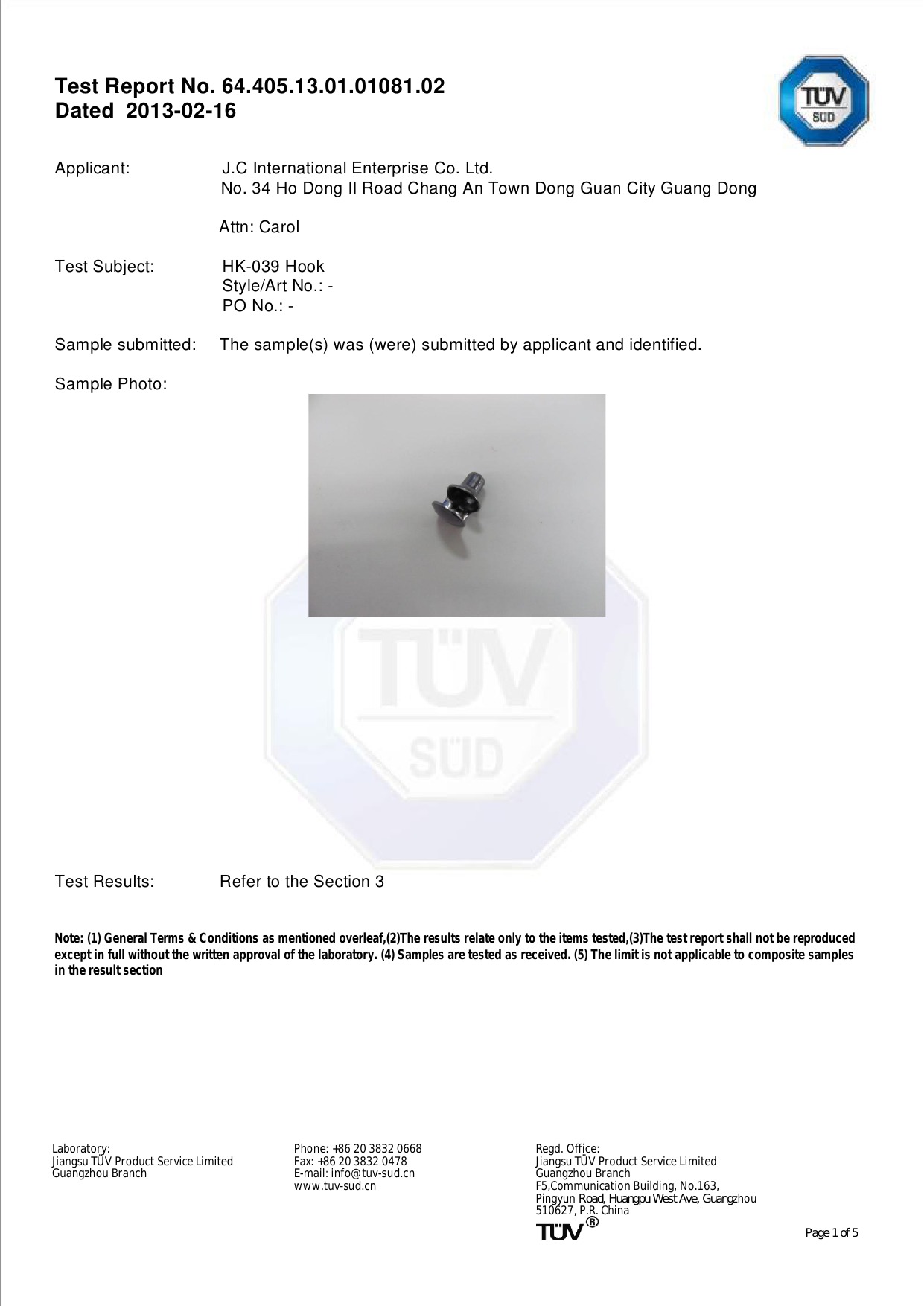 Nickle-lead free for Hook test repor-0